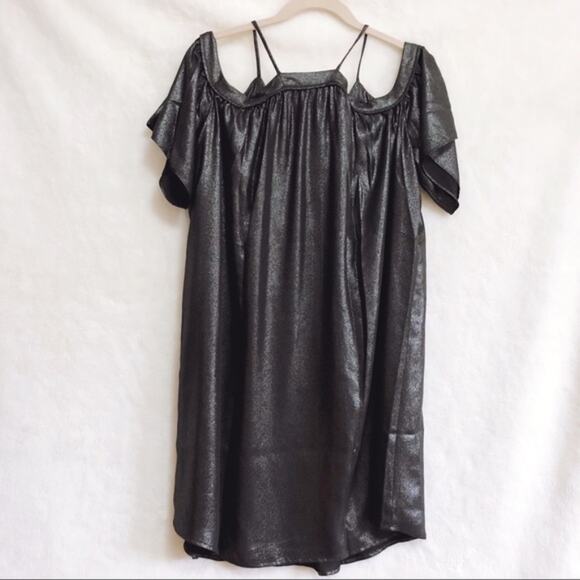 LOFT Grey Metallic Cold Shoulder Swing Dress - Picture 8 of 8